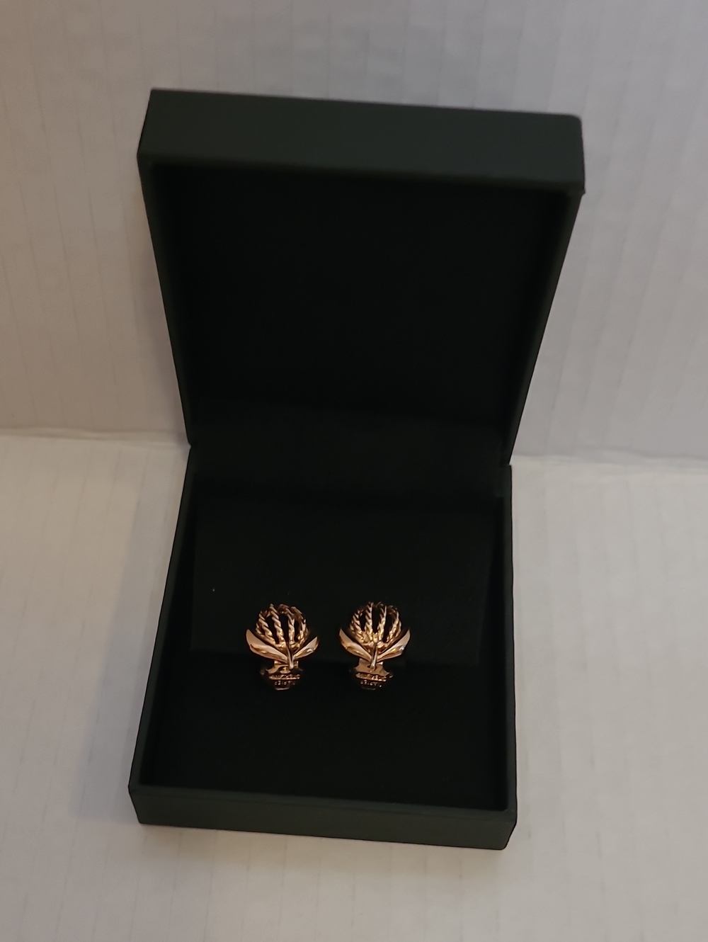Gold Colored Sterling Thistle Clip On Earrings